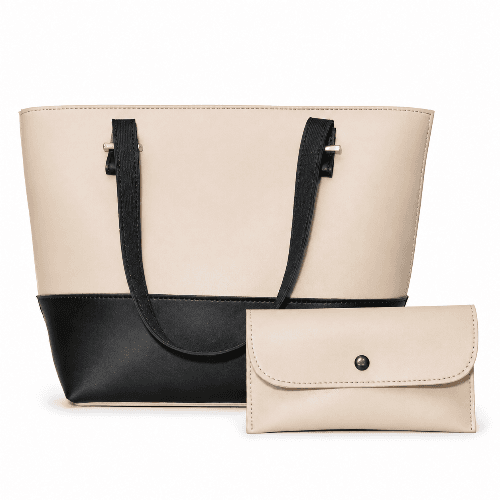 Avery Two Tone Tote Bag – Beige