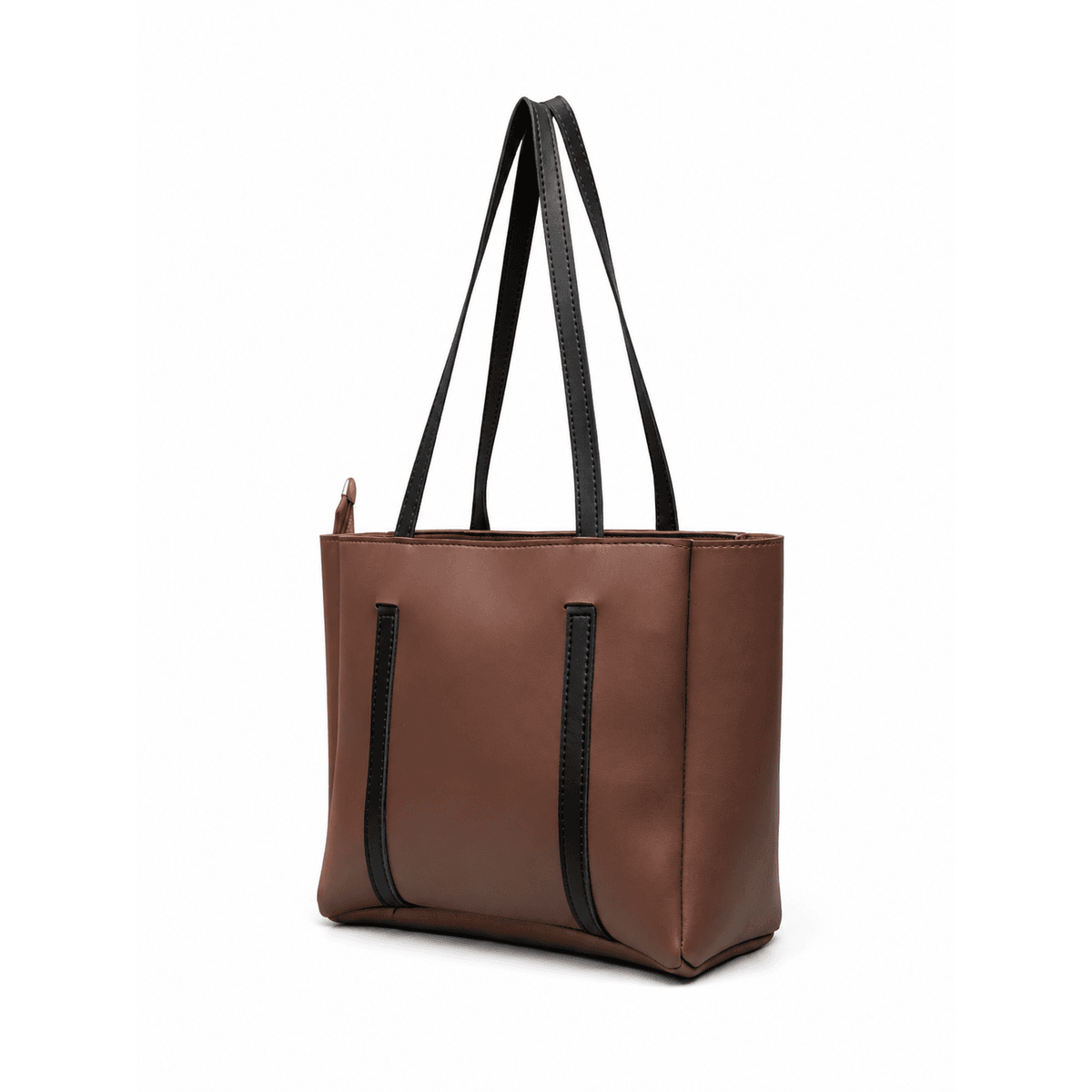 Milano Brown Leather Tote Bag – side angle view