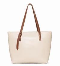 The Astra Shoulder Bag – beige leather tote with top handles