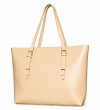 The Office Mate Bag – tan large tote handbag for women
The Office Mate Bag – side view with top handles