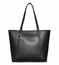 The Oxford Leather Tote Bag – black leather tote with top handles