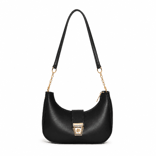 The Rosa Crescent Shoulder Bag – Black