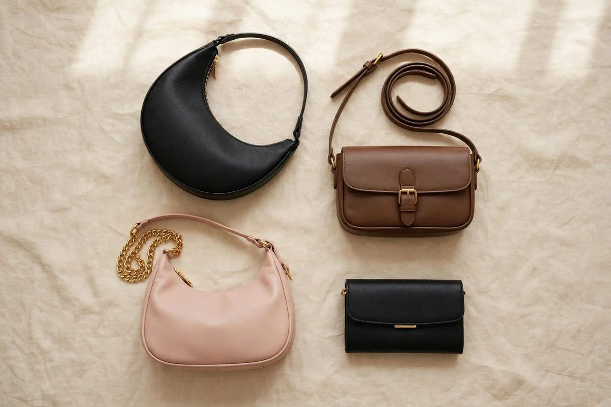 Affordable handbags under Rs. 1500 in Pakistan flat-lay