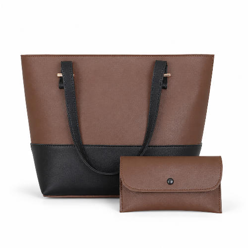 Avery Two Tone Tote Bag – Brown
