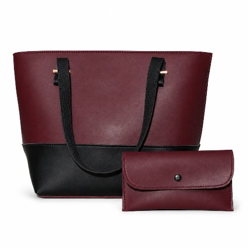 Avery Two Tone Tote Bag – Maroon
