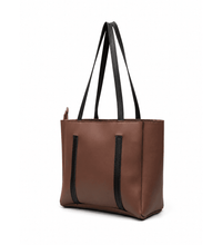 Milano Brown Leather Tote Bag – side angle view