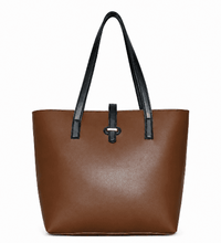 Pivot Three Liner Tote Bag – brown leather tote with top handles
