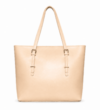 The Office Mate Bag – tan large tote handbag for women
The Office Mate Bag – side view with top handles