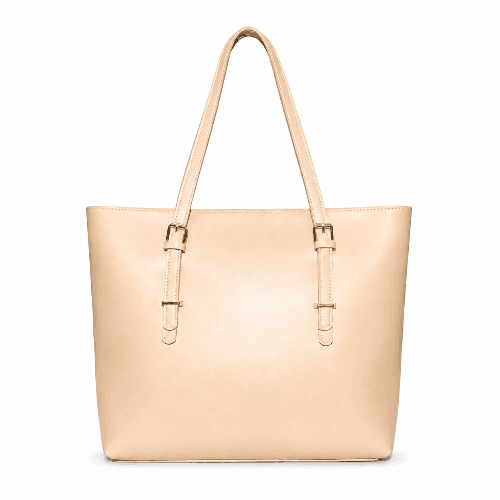 The Office Mate Bag – tan large tote handbag for women
The Office Mate Bag – side view with top handles