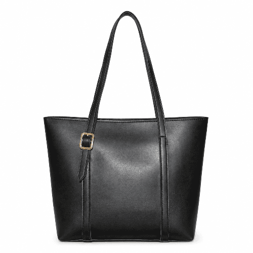 The Oxford Leather Tote Bag – black leather tote with top handles