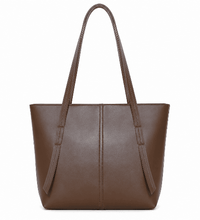 The Stella Clean Line Tote Bag – brown leather tote with top handles