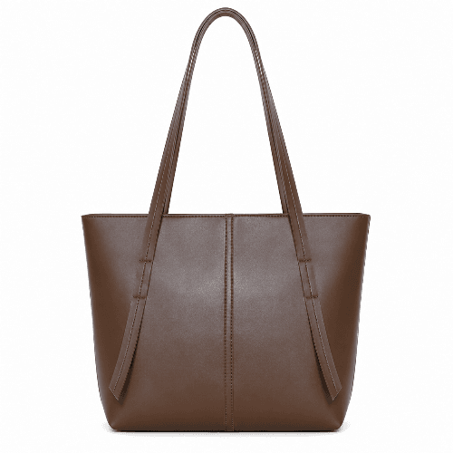 The Stella Clean Line Tote Bag – brown leather tote with top handles