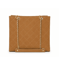 The Quilt Gold Chain Bag – tan quilted front view
