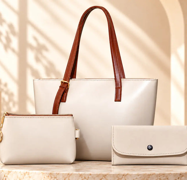 The Astra Beige Shoulder Bag 3-Piece Set for Women