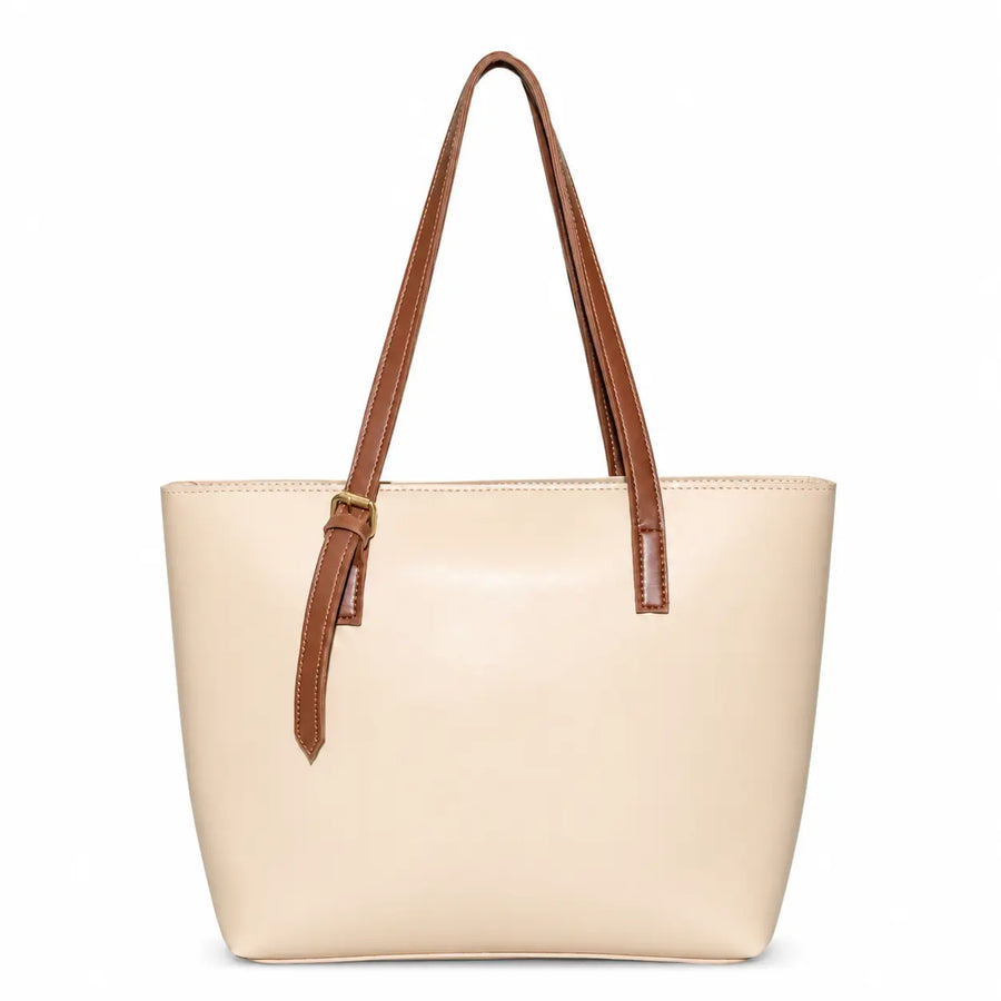 The Astra Shoulder Bag – Beige Leather Handbag for Women