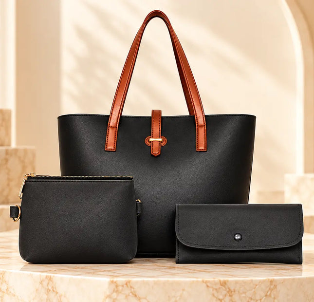Pivot Three Liner Brown Tote Bag 3-Piece Set for Women