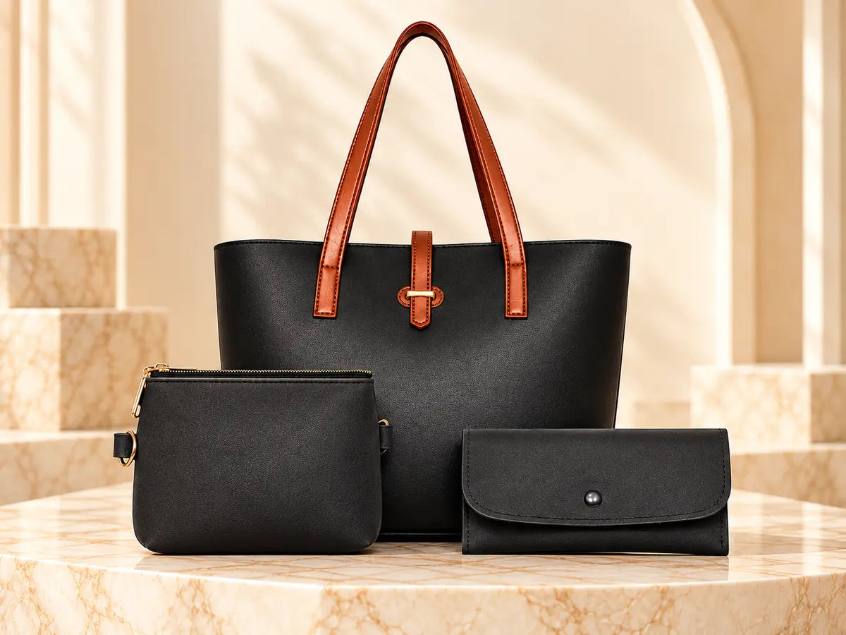 Pivot Three Liner Brown Tote Bag 3-Piece Set for Women