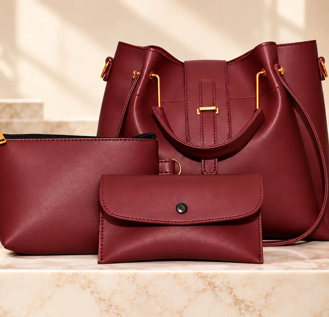 The Glow 3-Piece Bag Set – Shoulder Bag, Clutch & Pouch