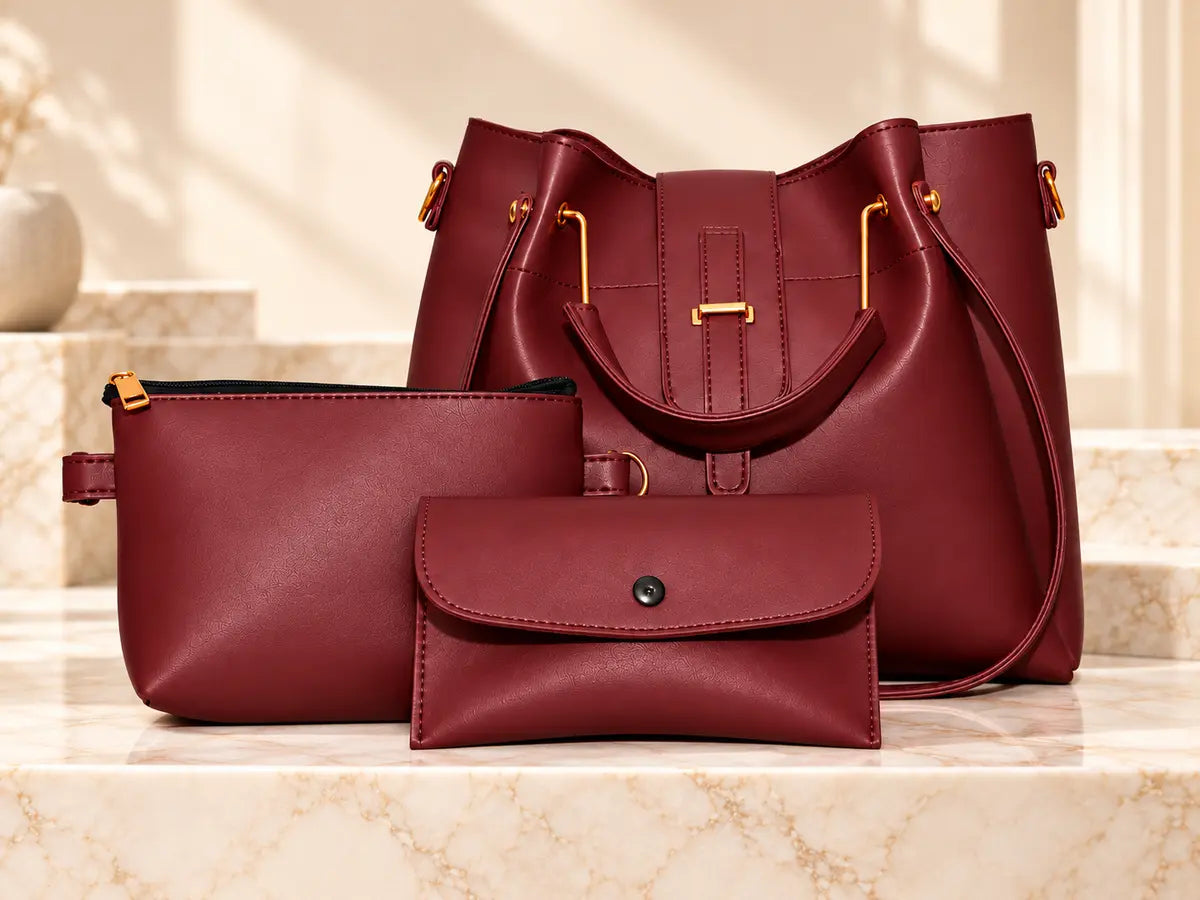 The Glow 3-Piece Bag Set – Shoulder Bag, Clutch & Pouch
